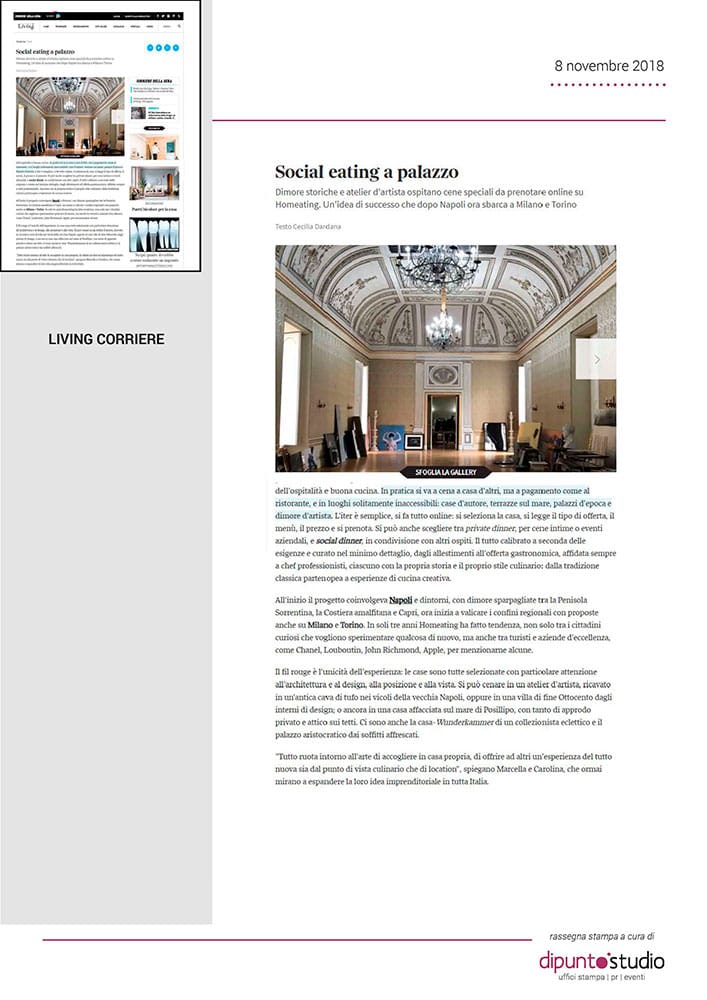 Rassegna stampa di Homeating a titolo: Social eating a palazzo